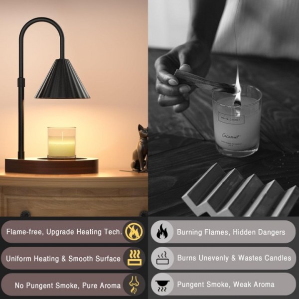 Candle Warmer Lamp: Dimmable Electric Candle Warmer with Timer and 2 Bulbs, Height Adjustable Candle Lamp Compatible with Small Large Candle, Aromatic Candle Holder for Home Decor, Gift for Mom