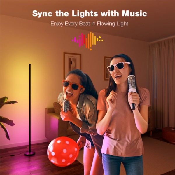 Buyya 165cm LED floor lamp living room, RGB floor lamp with remote control and APP, colour changing floor lamp dimmable with multicolour, music sync, DIY mode, floor lamp for bedroom playroom