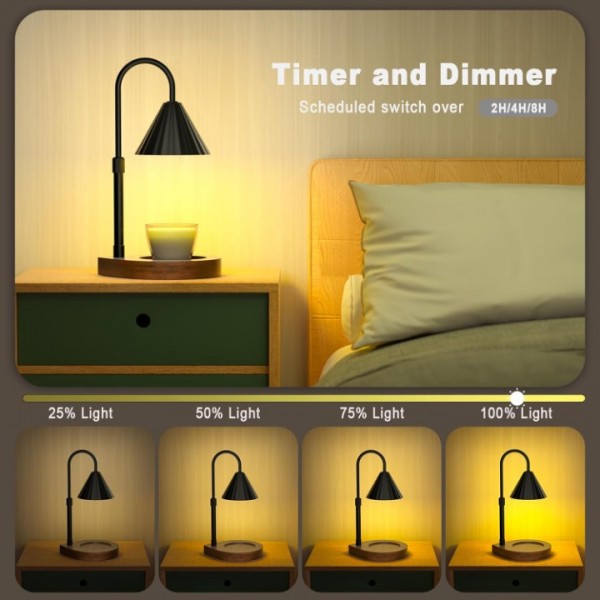 Candle Warmer Lamp: Dimmable Electric Candle Warmer with Timer and 2 Bulbs, Height Adjustable Candle Lamp Compatible with Small Large Candle, Aromatic Candle Holder for Home Decor, Gift for Mom